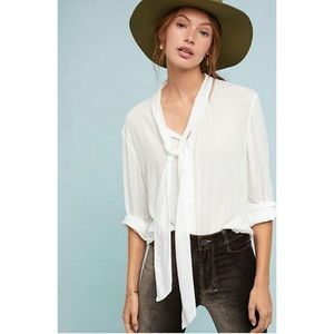 Anthropologie Cloth & Stone Neck Tie Top in MERLOT